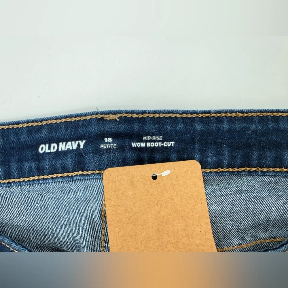 Old Navy Women's Mid Rise Wow Boot Cut Dark Blue Denim Jeans - Picture 2 of 5